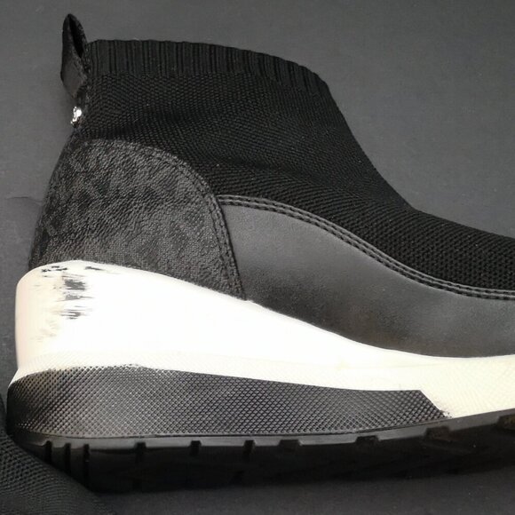 Michael Kors Ladies Size 6.5 Black & White Wedge Pull On Style Sock Booties - Picture 11 of 11